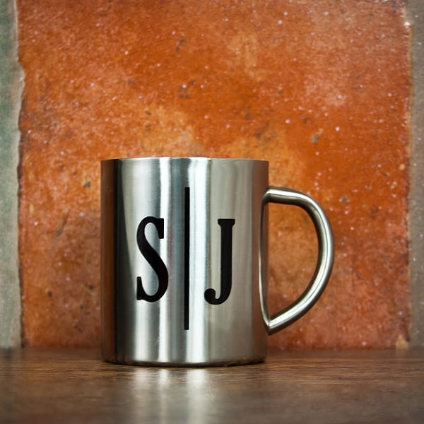 Monogram Initial Landscape Silver Outdoor Mug