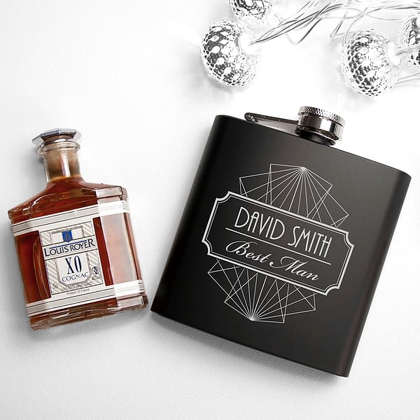 Thank You For Being My Best Man Black Matte Hip Flask