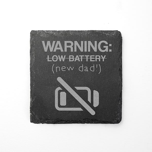 Warning: New Dad Square Slate Keepsake (Non Personalised Gift)