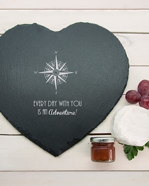 Romantic Compass Heart Slate Cheese Board