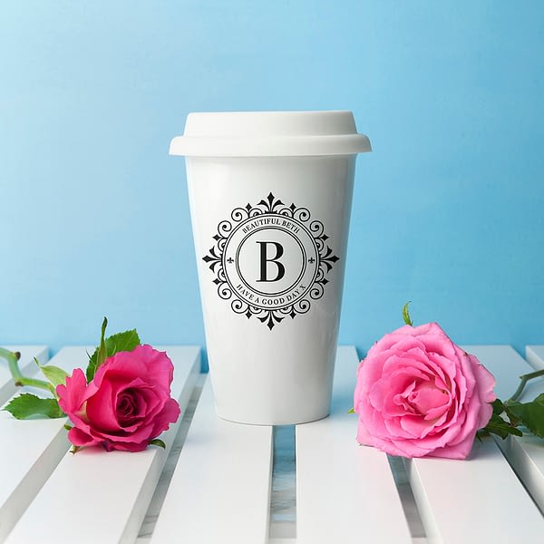 Personalised Monogrammed Ceramic Travel Mug