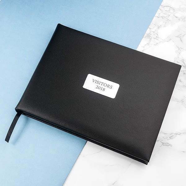 Personalised Black Leather Visitors Book