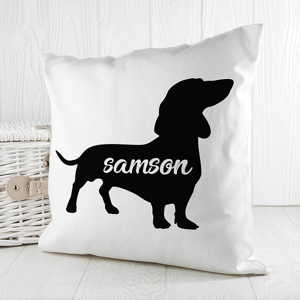 Personalised Daschund Silhouette Cushion Cover