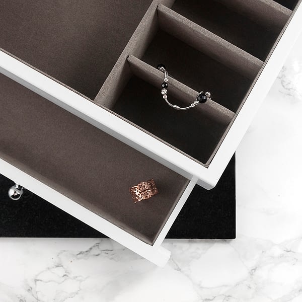 Personalised Luxe Powder White Jewellery Box