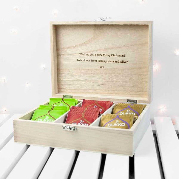 Personalised Festive Woodland Christmas Tea Box