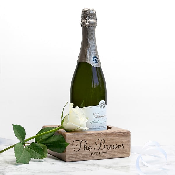 Personalised Solid Oak Champagne Holder