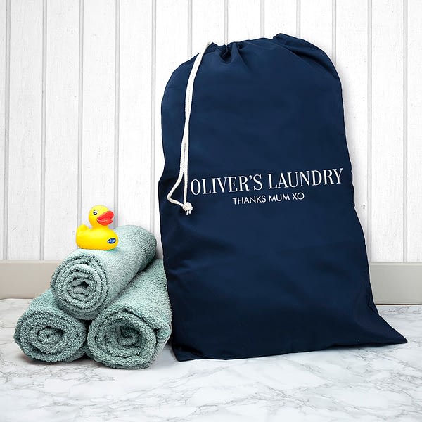 Personalised Large Navy Laundry Bag