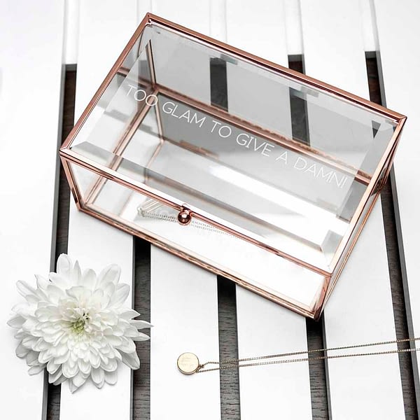 Personalised Rose Gold Glass Jewellery Box