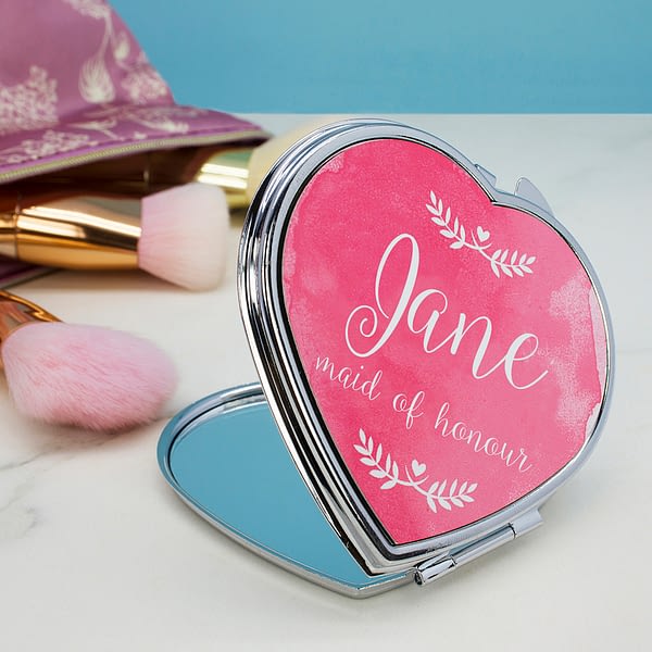 Personalised Wedding-Glam Compact Mirrors - Heart