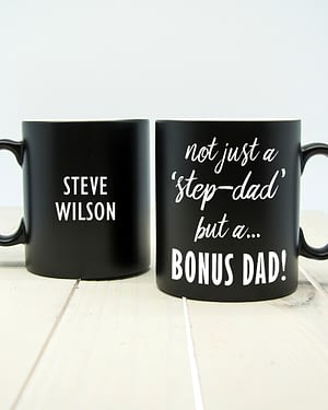 Bonus Dad Black Matte Mug