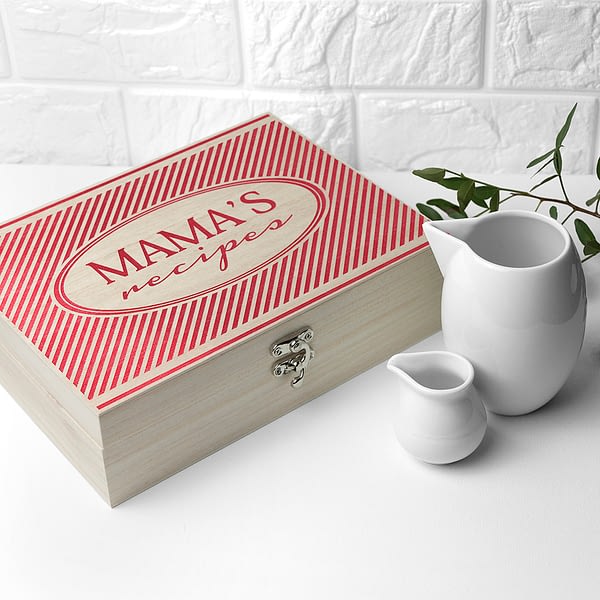 Personalised Retro Stripe Recipe Box