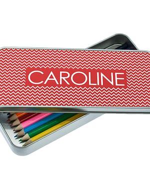 Red Chevron Pattern Pencil Case