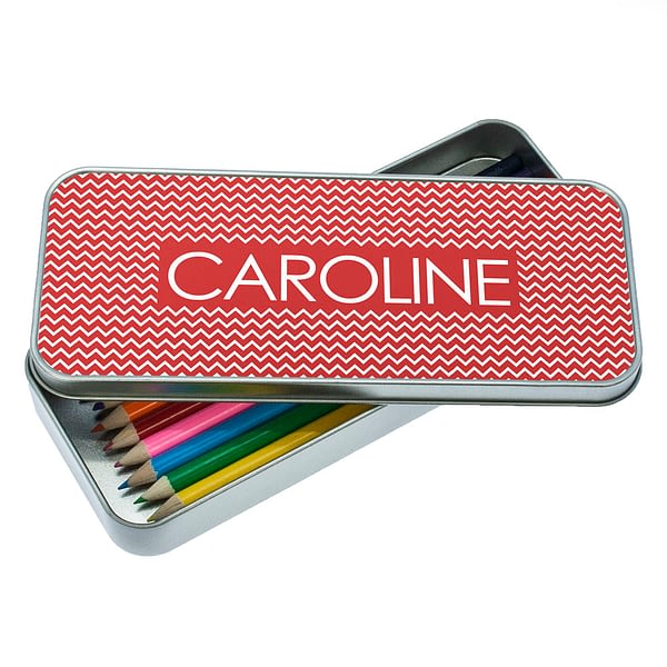 Red Chevron Pattern Pencil Case