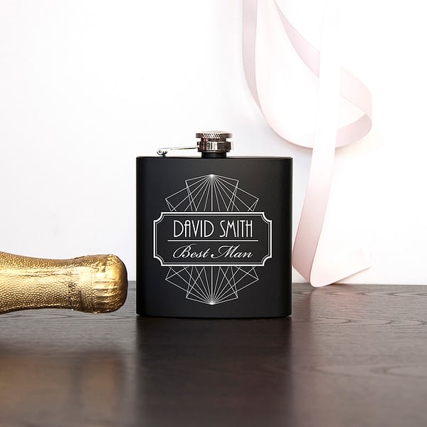 Thank You For Being My Best Man Black Matte Hip Flask