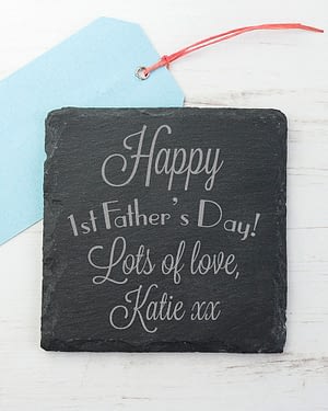 Happy 1st Father's Day Square Slate Keepsake