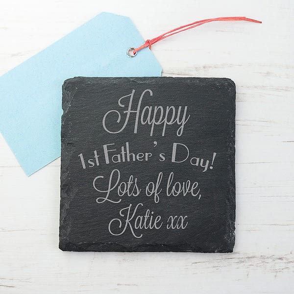 Happy 1st Father's Day Square Slate Keepsake