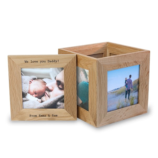 Personalised Oak Photo Cube Keepsake Box