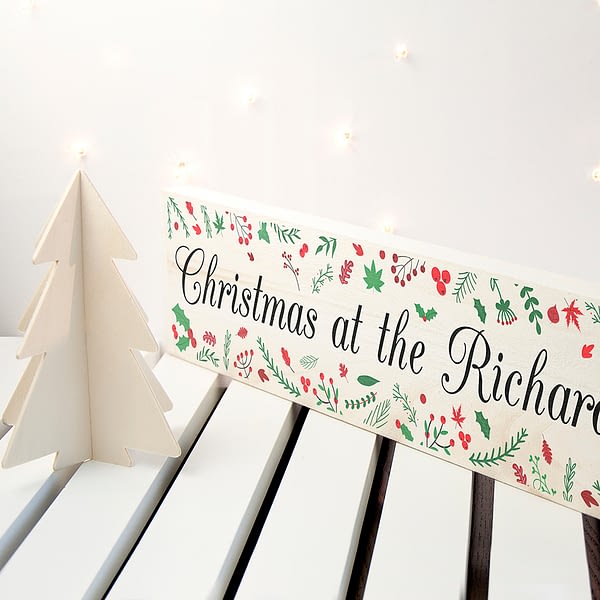 Personalised Holly Festive Christmas Mantle Decoration