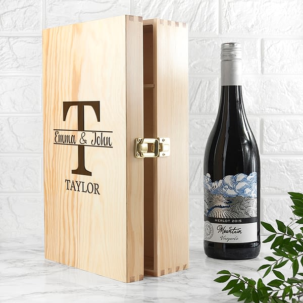 Personalised Couple Monogram Wine Box