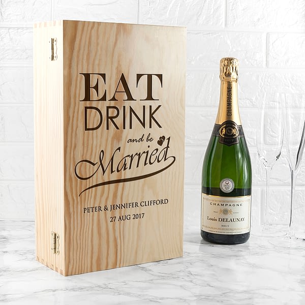 Personalised Eat Drink and Be Married Wine Box