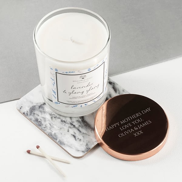 Personalised Lavender & Ylang Ylang Candle With Copper Lid