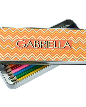 Orange Chevron Pattern Pencil Case