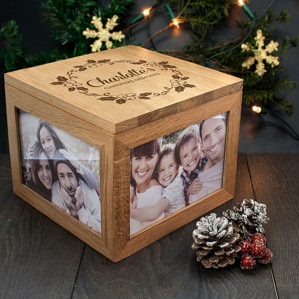 Personalised Christmas Memory Box Mistletoe Design