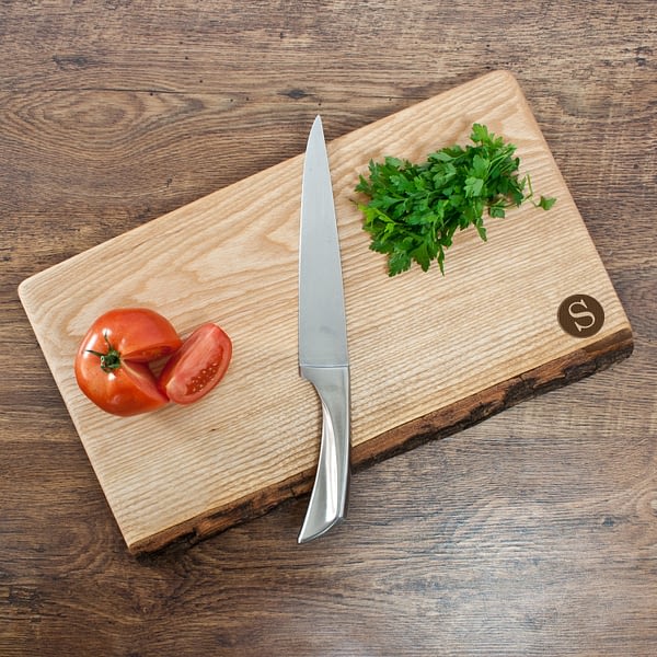 Large Rustic Welsh Ash Chopping Board with Circle Monogram