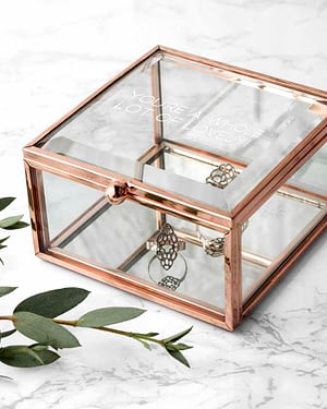 Personalised Rose Gold Glass Trinket Box