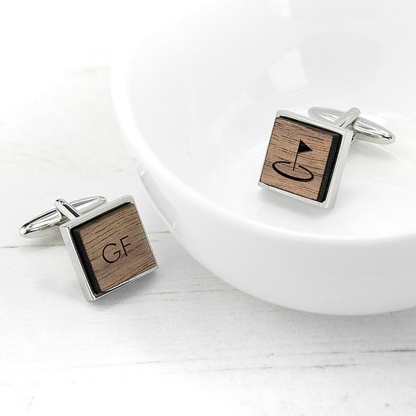 Iconic Hobbies Engraved Square Walnut Cufflinks