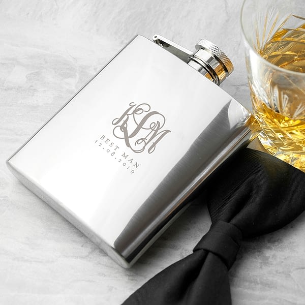 Monogrammed 6oz Hip Flask for Best Man