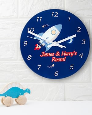 Rocket To The Moon Personalised Wall Clock