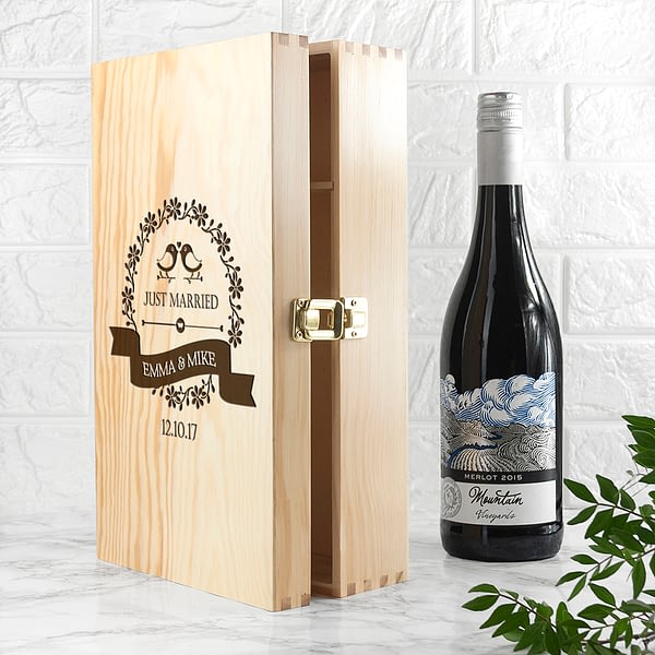 Personalised Just Married Wine Box