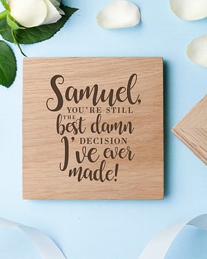 Personalised Valentine's Best Damn Decision Oak Photo Cube