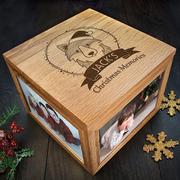 Personalised Woodland Wolf Christmas Memory Box