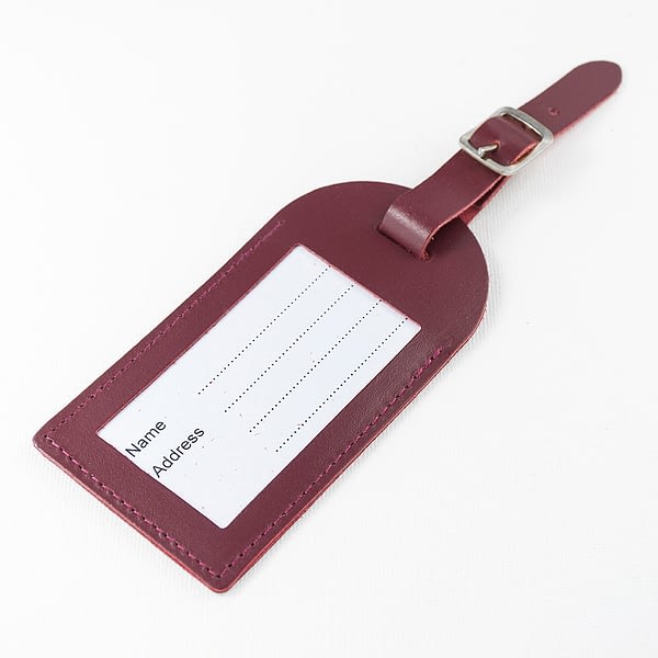 Personalised Burgundy Foiled Leather Luggage Tag