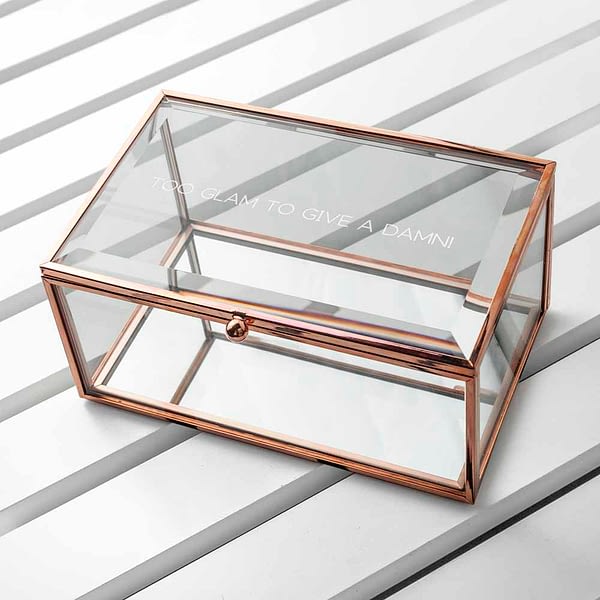 Personalised Rose Gold Glass Jewellery Box