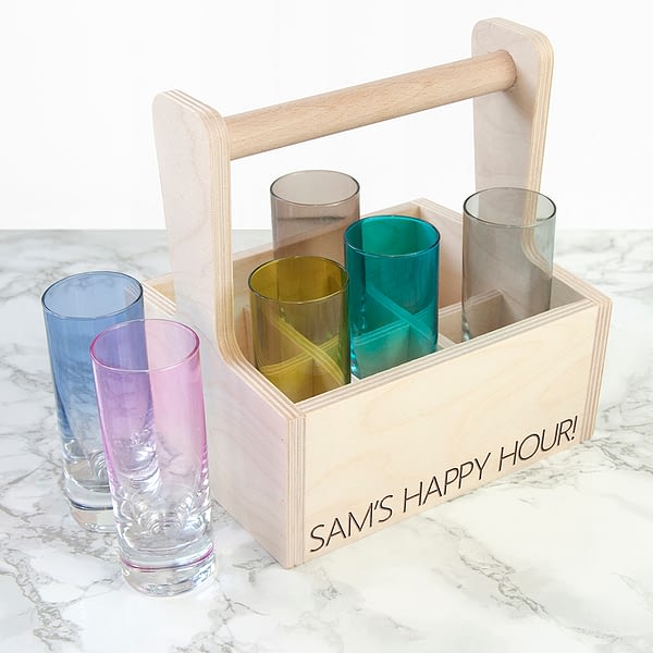 Personalised LSA Coloured Shot Glass Trug