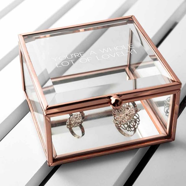 Personalised Rose Gold Glass Trinket Box