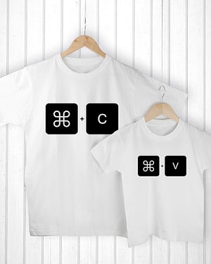 Personalised Daddy and Me Command+V White T-Shirts