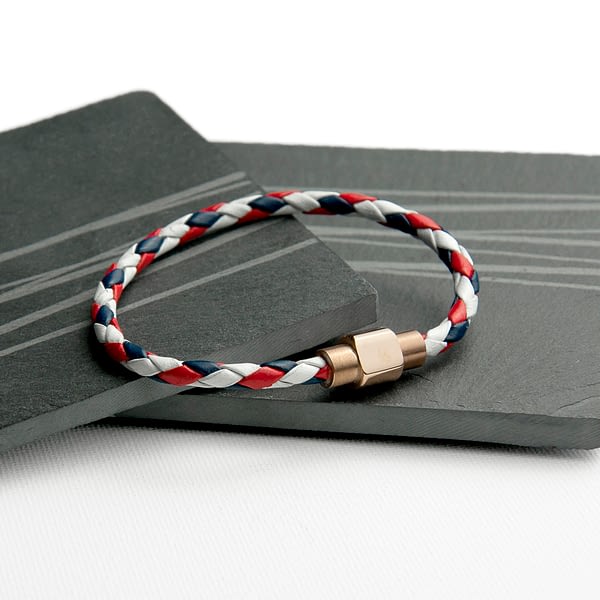 Personalised Women's Nautical Leather Bracelet With Gold Clasp