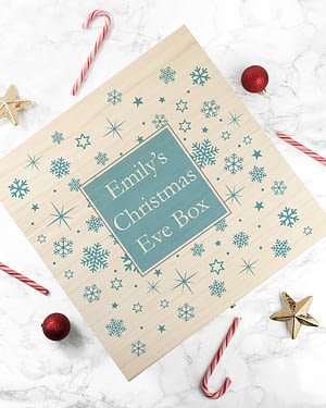 Personalised Ice Blue Snowflake Christmas Eve Box