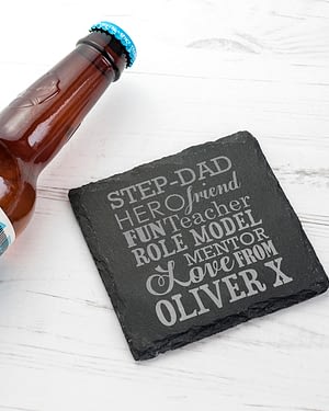 What A Step-Dad Means Square Slate Keepsake