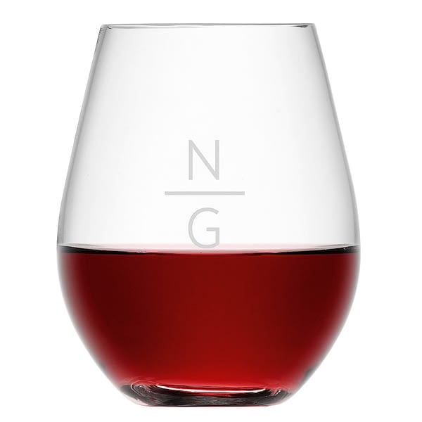 LSA Monogrammed Stemless Red Wine Glass