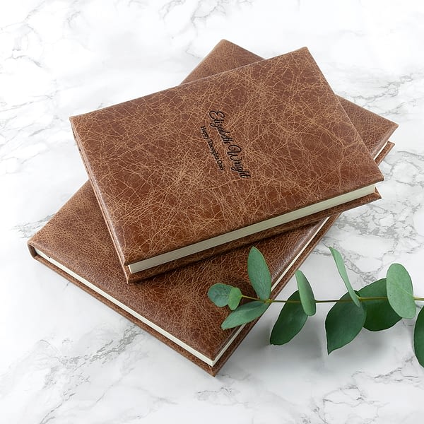 Engraved Natural Tan Leather Notebook