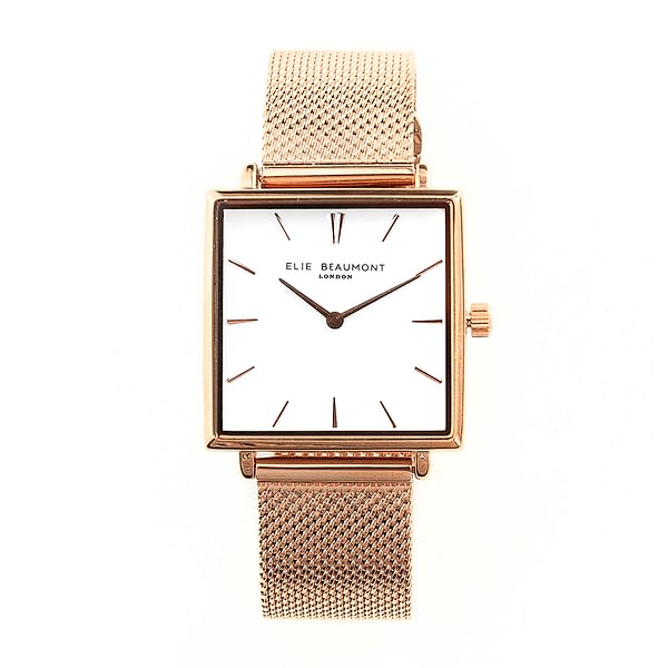 Personalised Rose Gold Metallic Square Watch