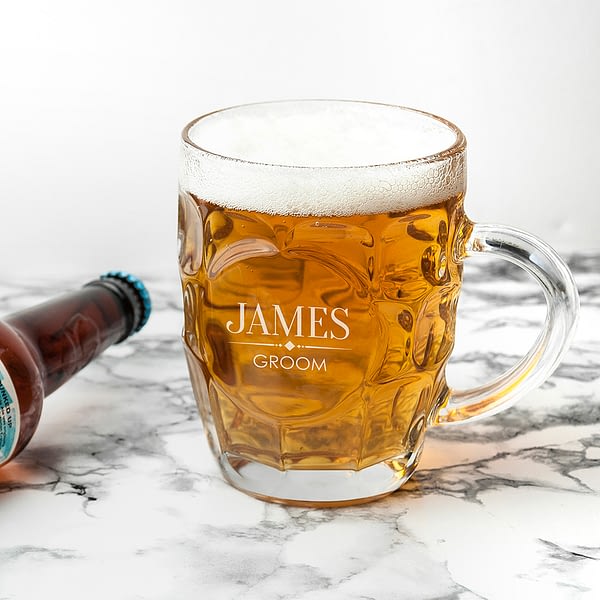 Personalised Wedding Dimpled Beer Glass