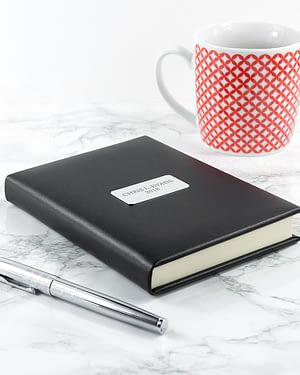 Personalised Black Leather Notebook