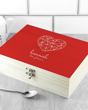 Personalised Geometric Heart Tea Box