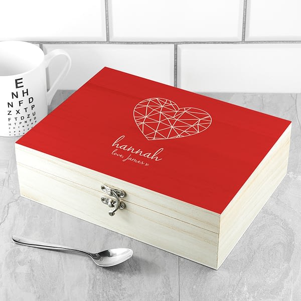 Personalised Geometric Heart Tea Box